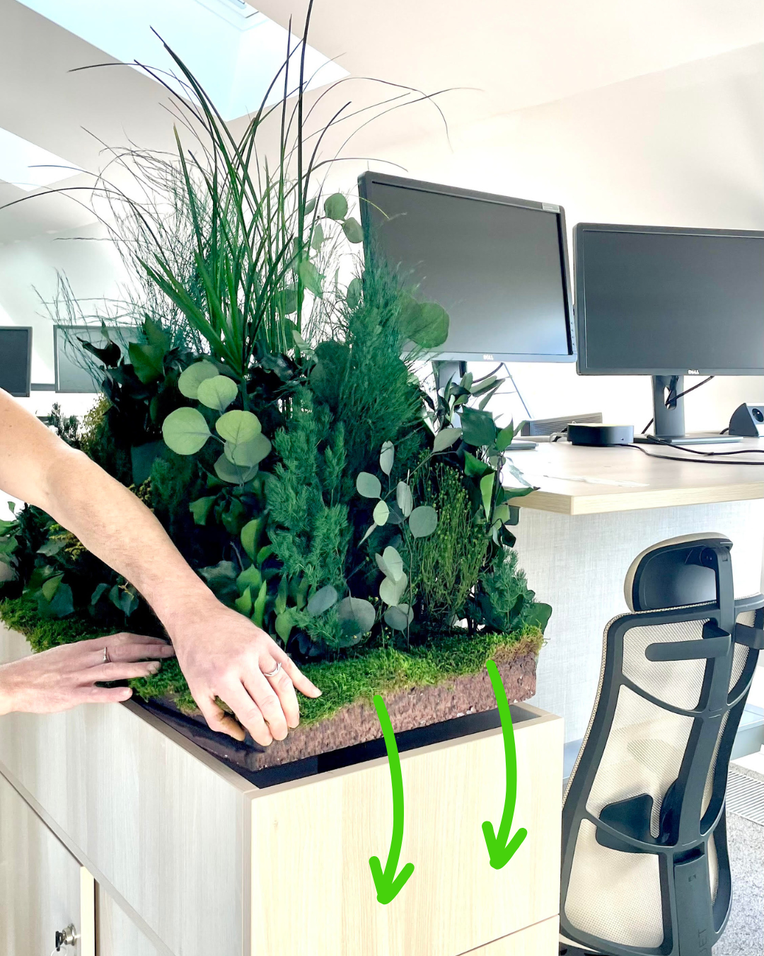 Jardinière intégrée au mobilier